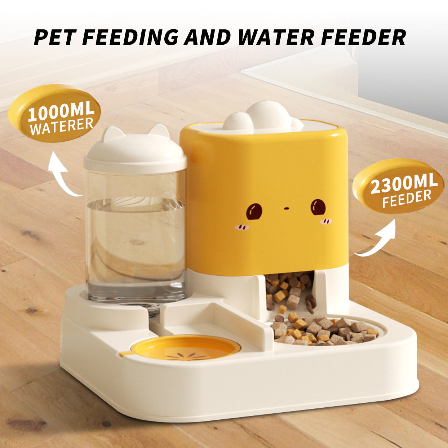 Super Cute Pink Cartoon Shaped Pet Feeding And Drinking Device, Filled With Cute Elements, Paired With Thoughtful Large Capacity Design, Easily Solves The Problem Of Pet Hunger And Thirst During Short